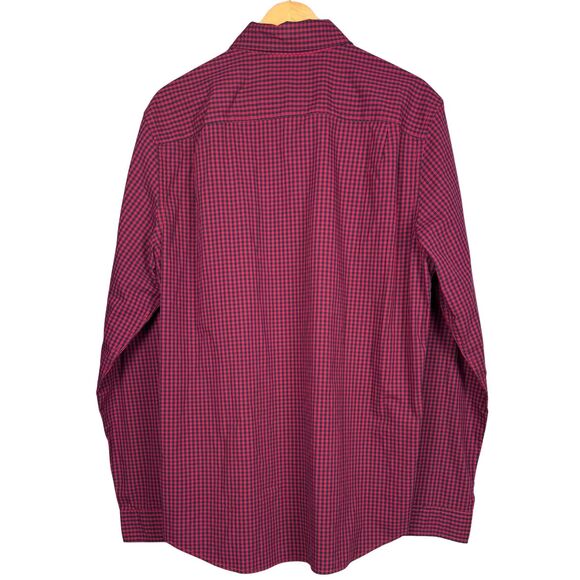 Rye by Hawker Rye Shirt Mens Long Sleeve‎ Button Down Check Large Tall Burgundy - Picture 2 of 8